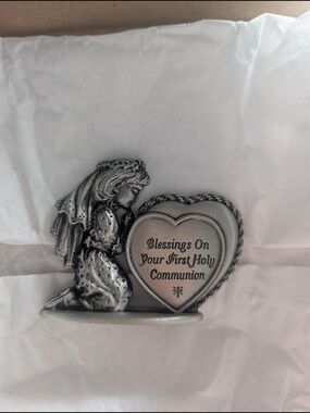 First Holy Communion Silver-Tone Heart Plaque